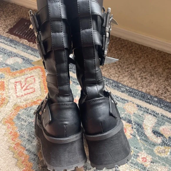 Gravedigger Goth Punk Heavy Metal Spiked Boots Rave Mens 9